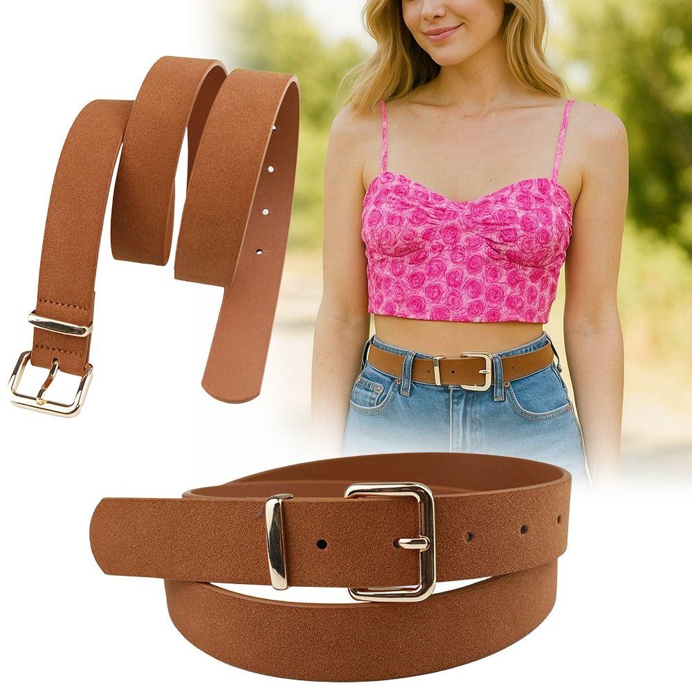 Spennelås Forretningsbelte Midjebånd Luksusdesign Trendy Semsket Skinnbelte For Kvinner