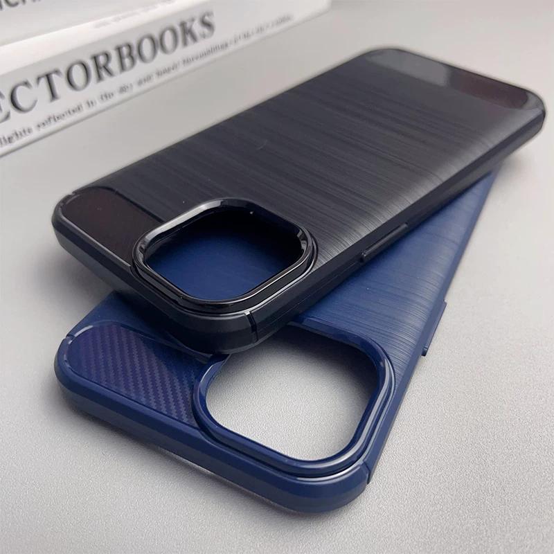 Carbon Fiber Brushed Cover for Iphone 18 Pro Max 17 17E 16 15 14 16e iphone17 13 12 Pro 11 15 plus Iphone18 Best Protection Case