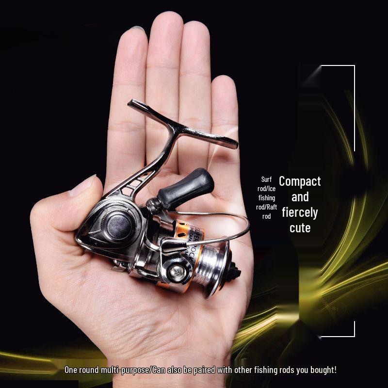 Mini Stainless Steel Fishing Reel – All-Metal Design for Raft, Ice, and Surf Fishing.