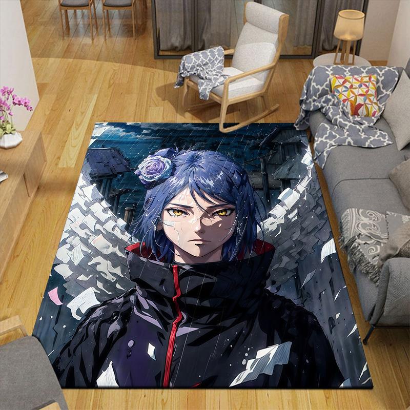 Konan Akatsuki Robe Flannel Pattern Square Carpet,Area Rug,Carpet Rug for Living Room Bedroom Sofa Playroom Decor,Non-slip Floor Mat