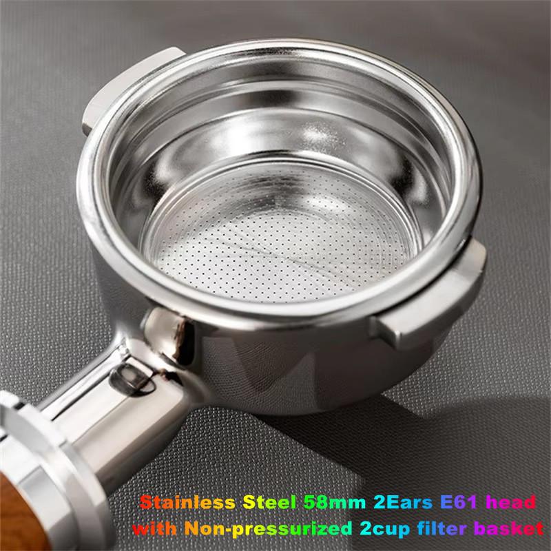 304 Edelstahl Espresso bodenloser Siebträger 58mm 2 Ohren Für Expobar/ROCKET/Lelit E61 Kaffeemaschine Barista Zubehör