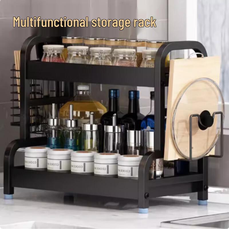 

Carbon Steel Kitchen Countertop Storage Rack with Chopping Board Holder