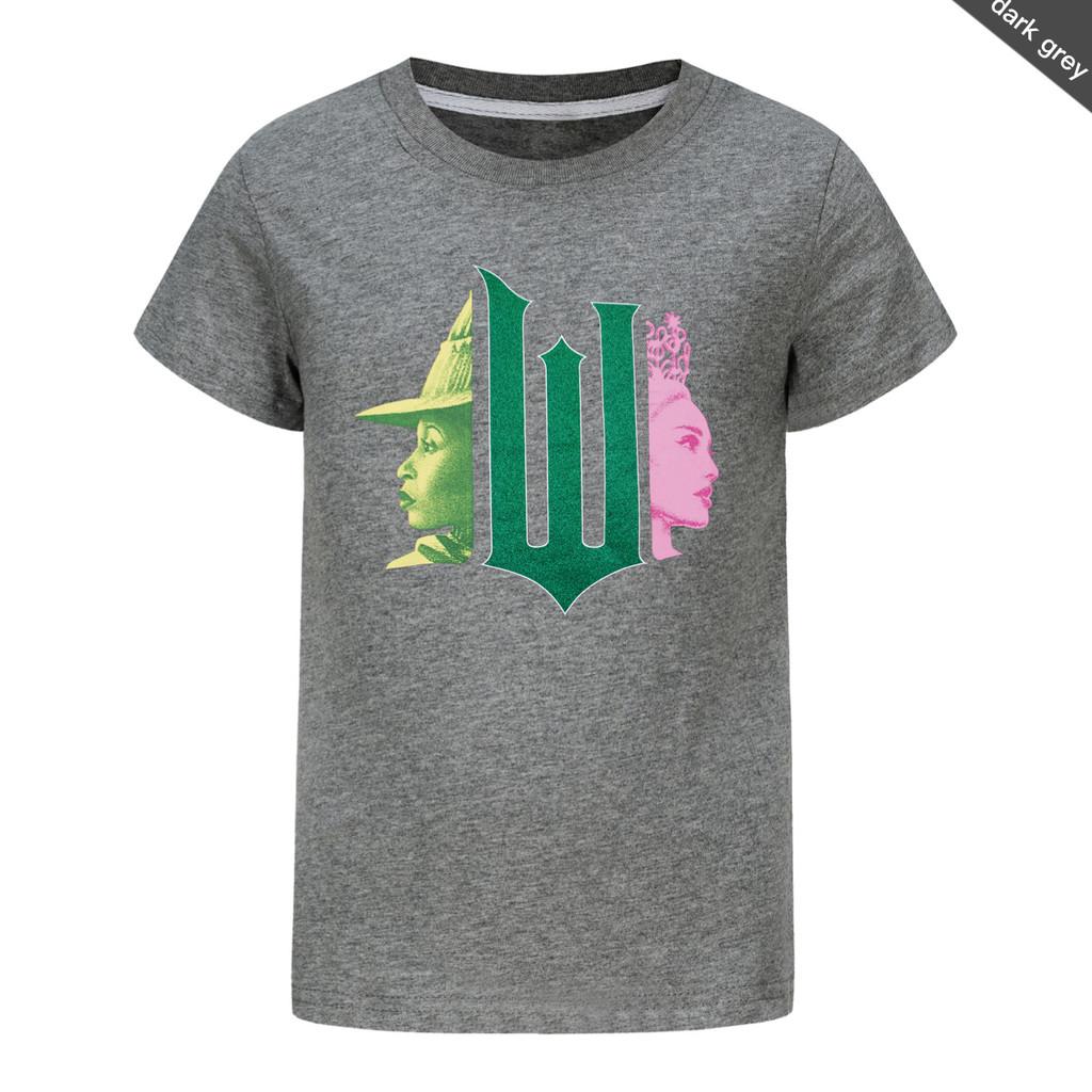 

Kids Girls Witch Print Casual Short Sleeves T-Shirt 160cm темно-серого