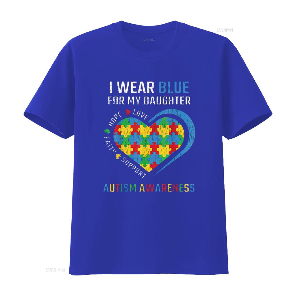 Womens Wear Blue For My Daughter Autistic Kids Autism Awareness Mom T Shirt Black 3X Large Vintage Washed Top For Everyday Wear