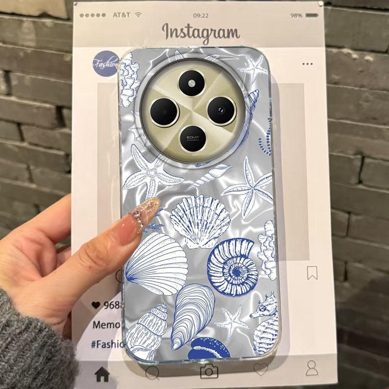 Summer Seashell Starfish Girls Phone Case For Xiaomi Poco X3pro X5 M6 X6 X3 NFC M5s M6 Pro C75 C61 Water Texture Fundas Cover