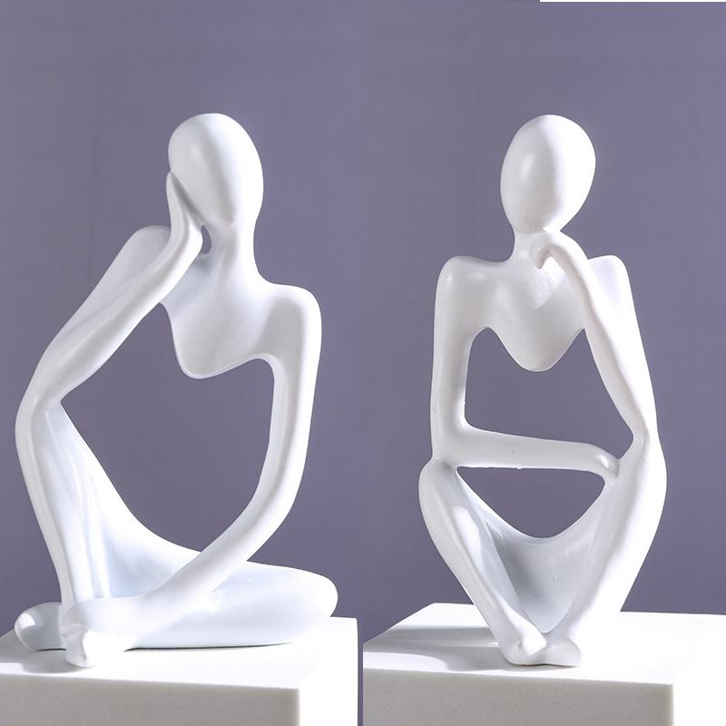 

Набор «Мыслитель» Абстрактные статуи Скульптуры песочного цвета Фигурка для йоги Декор для гостиной в скандинавском стиле Украшения для стола