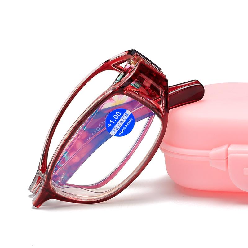 Portable Folding Magnifying Glasses Foldable Reading Glasses Anti Blue Light Blocking Eyeglasses Set With Case Cloth