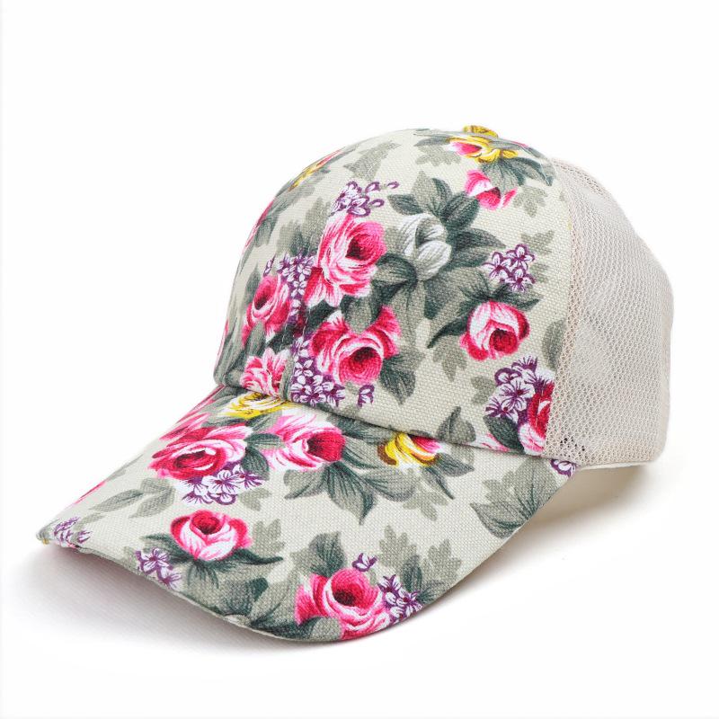 Summer Flower Sun Protection Duckbill Hat - Breathable Mesh for Travel & Streetwear