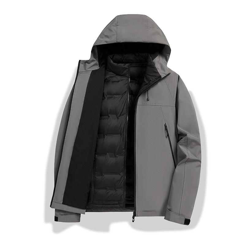 Men's Three-in-one Removable Down Jacket, Women's Outdoor Windproof and Waterproof Travel Hiking and Mountaineering Jacket