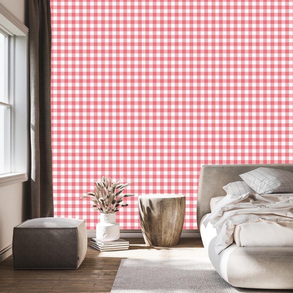 Wallpaper Fabric Pattern Coral and White, Harmonious Arrangement 50x1000