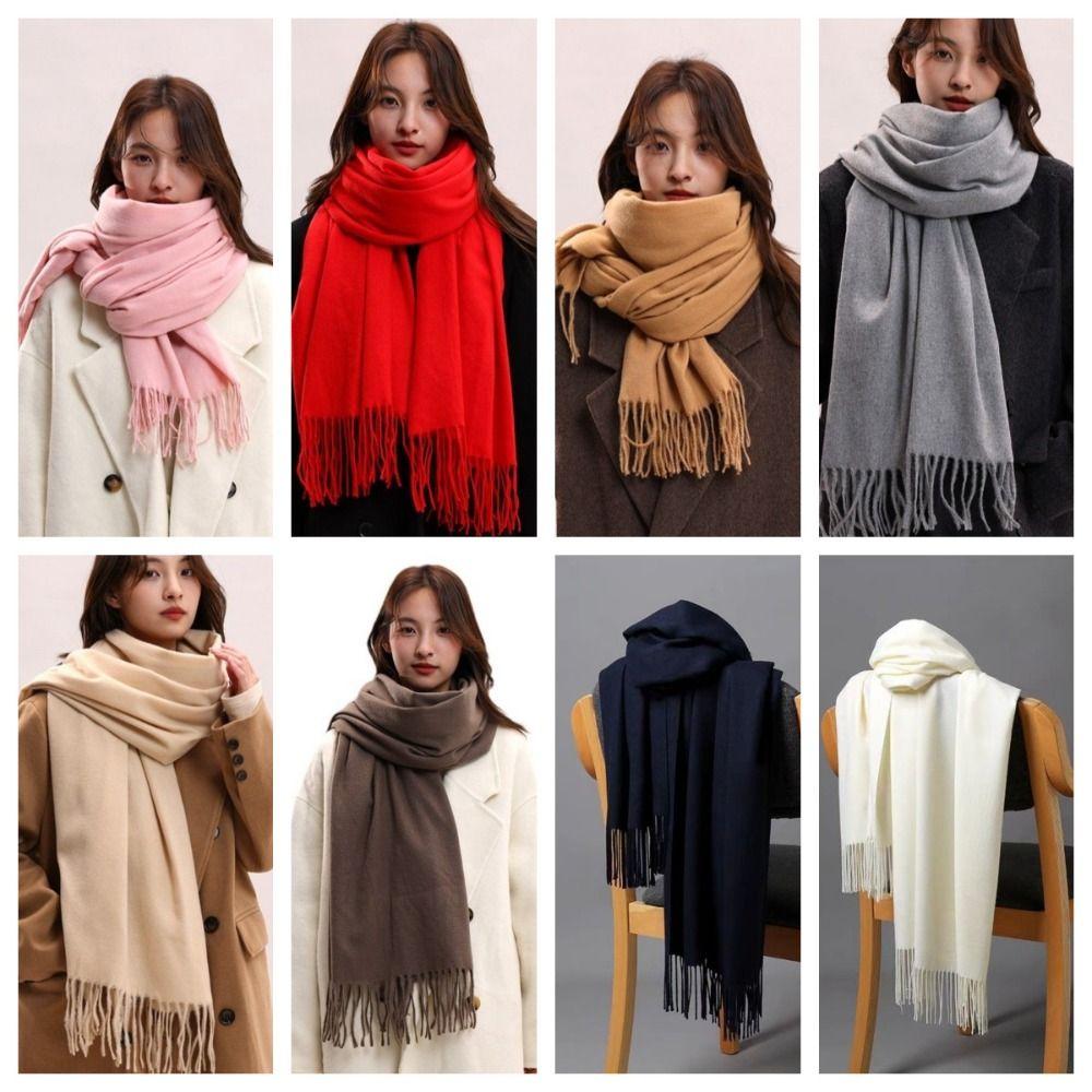 Thickened Imitation Cashmere Scarf Korean Style Women Shawl Simple Winter Neckerchief  Autumn