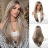 Zwarte Highlights Roze Synthetische Pruik met Pony Lange Rechte Zwarte Highlights Rode Pruik Voor Vrouwen Cosplay Feest Kerstpruik 26inch