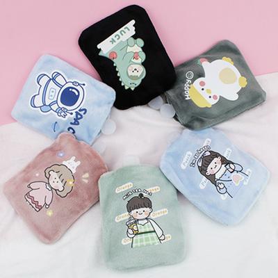 Mini 250ML Printed Thin Velvet Hot Water Bottle Plush Cartoon Bear Kat Rabbit Animal Pattern Hot Water Bag Hand Feet Winter Warm
