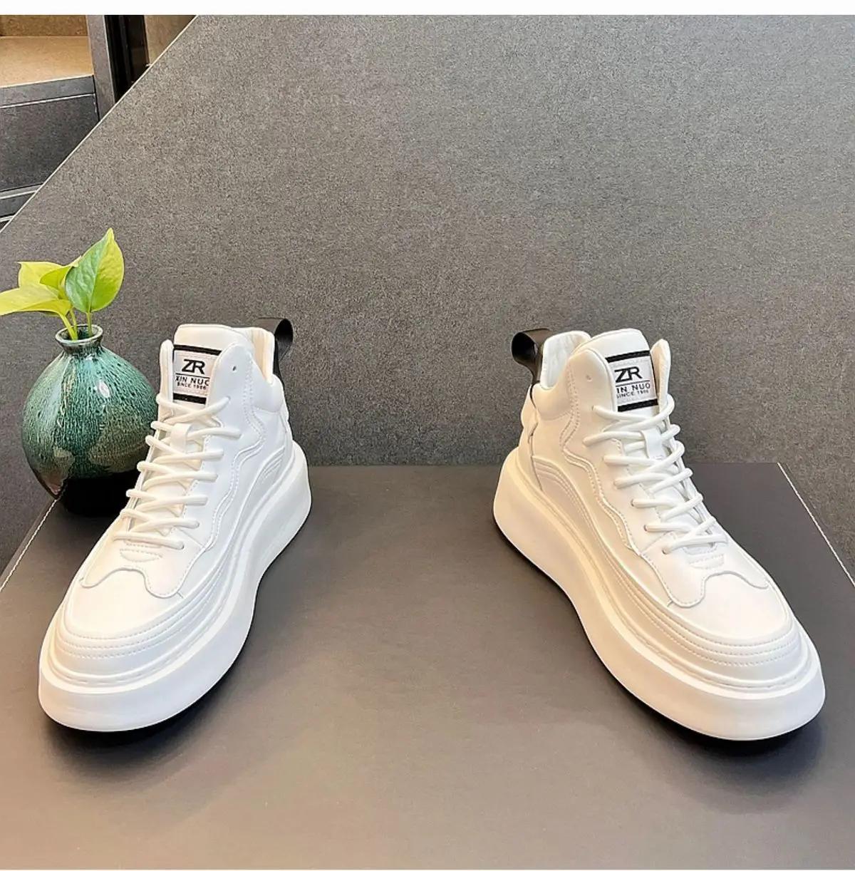 Роскошные весенне-осенние высокие кроссовки с толстой подошвой — фото 4