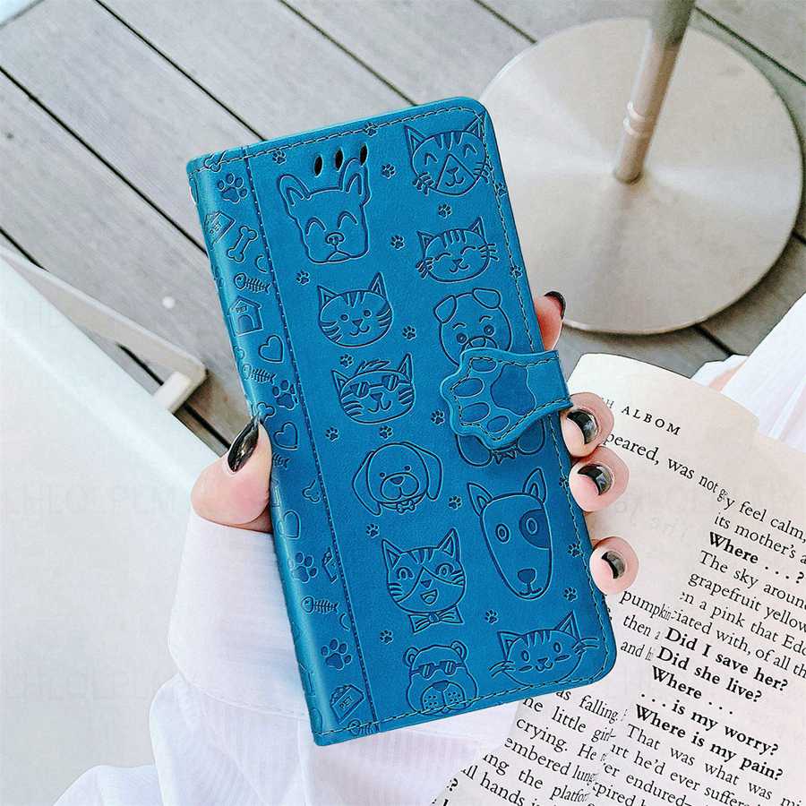 

Кожаный чехол-книжка для защиты Realme 14 Pro Plus OPPO A5 Reno 13 13F 5G Reno13 F с мотивом кошки и собаки, обложка-кошелек OPPO A5 Pro 5G синий
