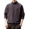 Men's Retro Half-Zip Heavyweight Hoodie - Winter Velvet, Loose Fit, Stand Collar, Large Size.
