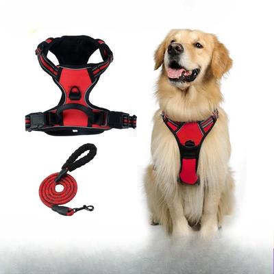 Hundeleine, Explosionsgeschützt, Stoßfest, Ausbruchsicher, Brust- und Rückenband für große Hunde, Reflektierende Hundeleine, Westenstil Haustier