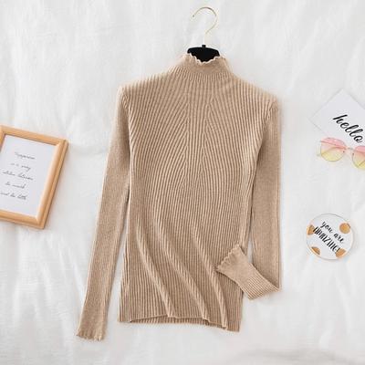Pulovere Tricotate cu Guler Semi-Înalt de Toamnă cu Dantelă de Bază Femei Modă Elegant Mânecă Lungă Pulover Tricotat Doamne Casual Culoare Solidă Cald Iarnă Jumperi 25496
