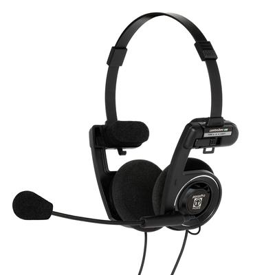 Koss Porta Pro Communication Headset Flexible Electret Microphone Foldable Design Wired TRRS Plug Black Double-Sided On-Ear Hands-Free 3.5mm