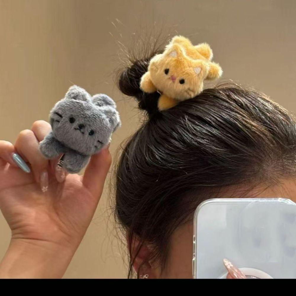 Pure Color Plush Small Hairpin Y2k Winter Hair Accessories Temperament Cute Duckbill Headwear