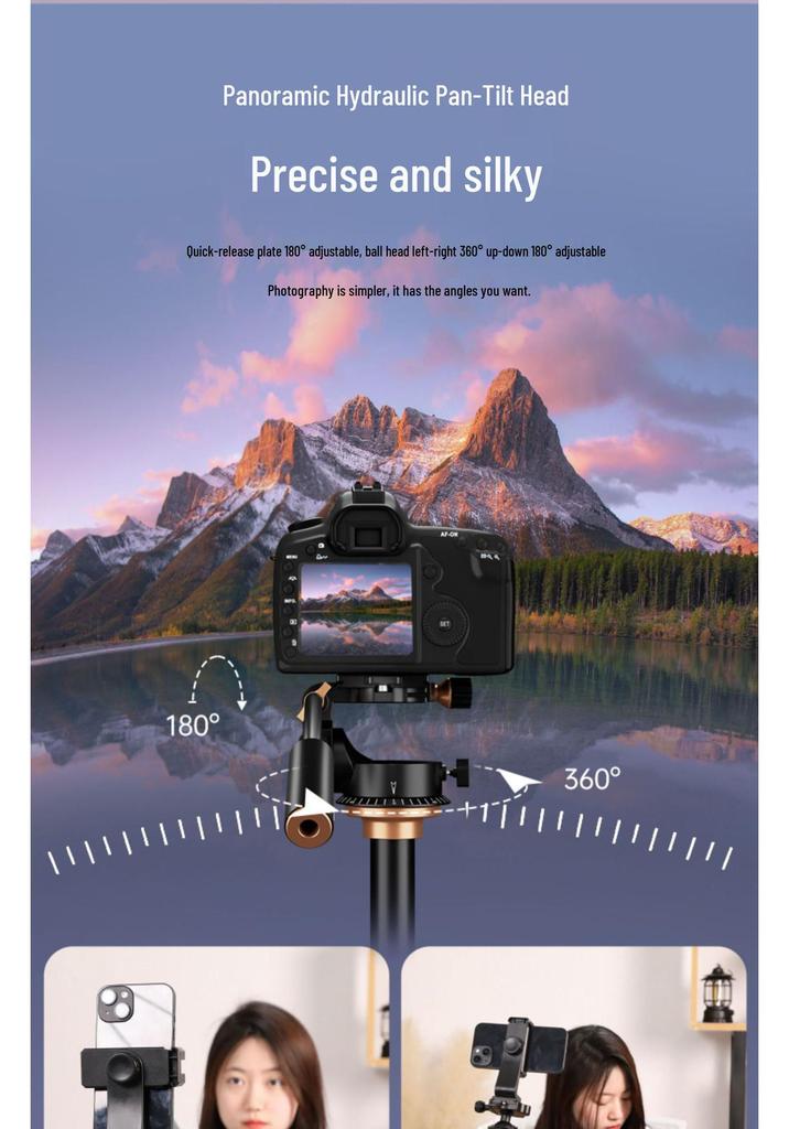 Lightweight Era Q08 3D Pan-Tilt Hydraulic Tripod Head for DSLR
