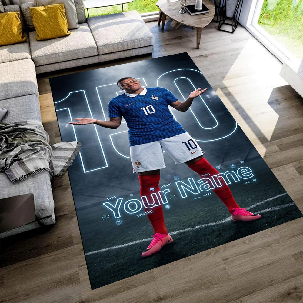 Mbappé Personalized Text Area Rug Perfect for Living Rooms Foyer Bedrooms Study room Antislip Carpet Anime Office Decor Best for Christmas