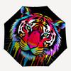 1pc Colorful Tiger Face Automatic Folding Umbrella - Portable 3-Fold Design, 8-Bone Iron Frame Outdoor Umbrella, Perfect Festival Gift for Fans,