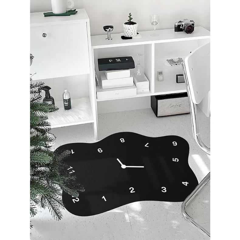 Home Non-Slip Floor Mat Bathroom Simple Digital Clock Rubber Floor Mat Bathroom Bathroom Door Absorbent Foot Mat