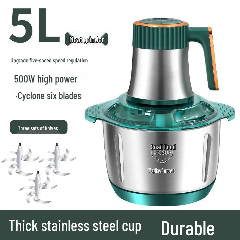 Stainless Steel 5L Automatic Meat Grinder & Multifunctional Food Processor