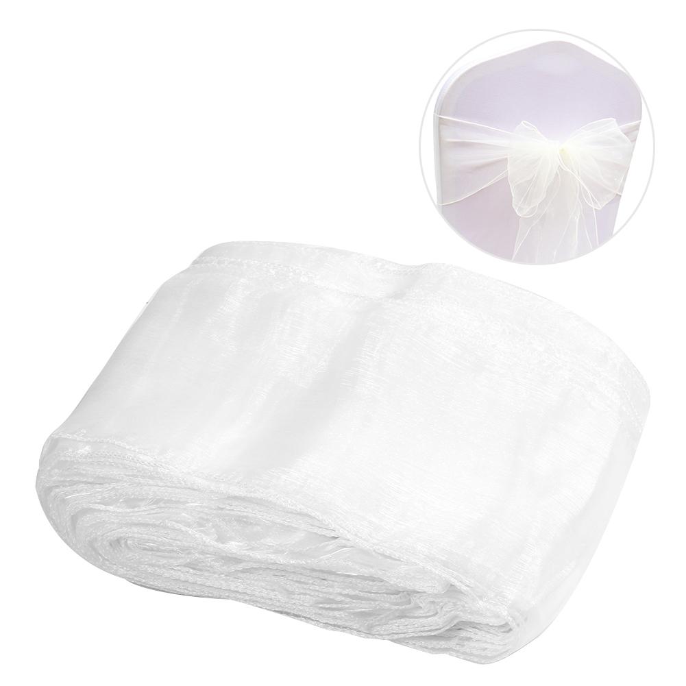 

25Pcs Organza Chair Sashes for Wedding Banquet Party Decoration Chair Bows Ties Cover Bands Event Supplies белый