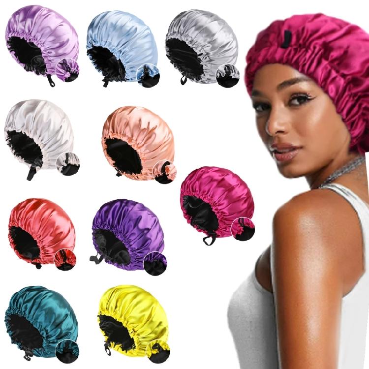 Premiums Satins Hair Bonnet Double Sided Hair Protecting Hat for Nighttime and Sleeping with Double Layers