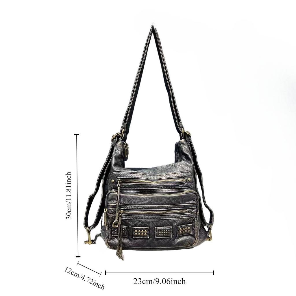 Ladies Spice Girls Locomotive Bag Multifunctional Washed Shoulder Crossbody Handbag
