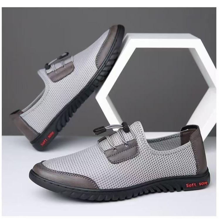 

Men s shoes, fly-woven comfortable ultra-light men s shoes, light outdoor shoes in summer, versatile fly-woven shoes, driving shoes 44 серый