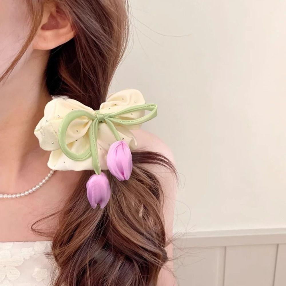 Elastic Material Tulip Headbands Spring Design Flower Elastic Hair Ties  Women Hair Accessories