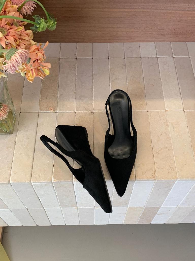 Women's Suede Closed Toe Wedge Heel Open Back Spring French Style Sandals - Perfect for Daily Wear