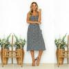 Elegante Abito Midi Estivo da Donna Boho con Spalline Sottili e Tasche a Bottone