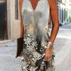 Women's Summer 2025 Slimming V-Neck Sleeveless Print Dress