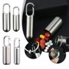 Stainless Steel Pill Case Keychain Container Portable Waterproof Medicine Storage Box with Carabiner Clip for Outdoor Travel