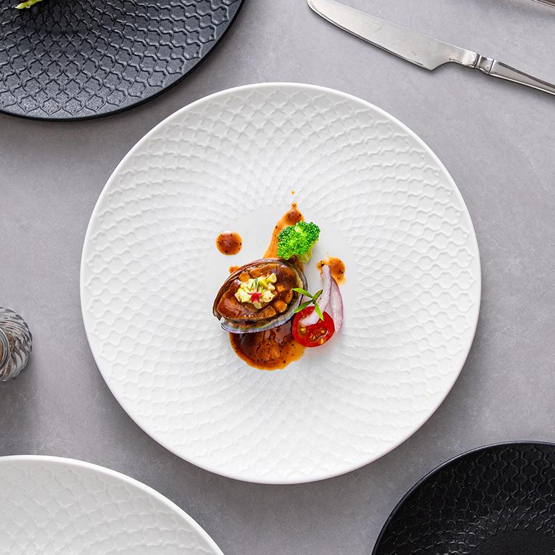 Nordic Plate High-End Steak Plate Ceramic Plate Household Japanese Tableware Flat Plate White Western Plate Light Luxury