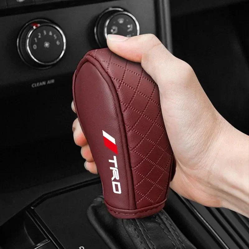 Car Shift Handle Cover Fashion PU Leather Handle Cover Grip Non-Slip Protective Covers For TRD Toyota camry chr corolla rav4