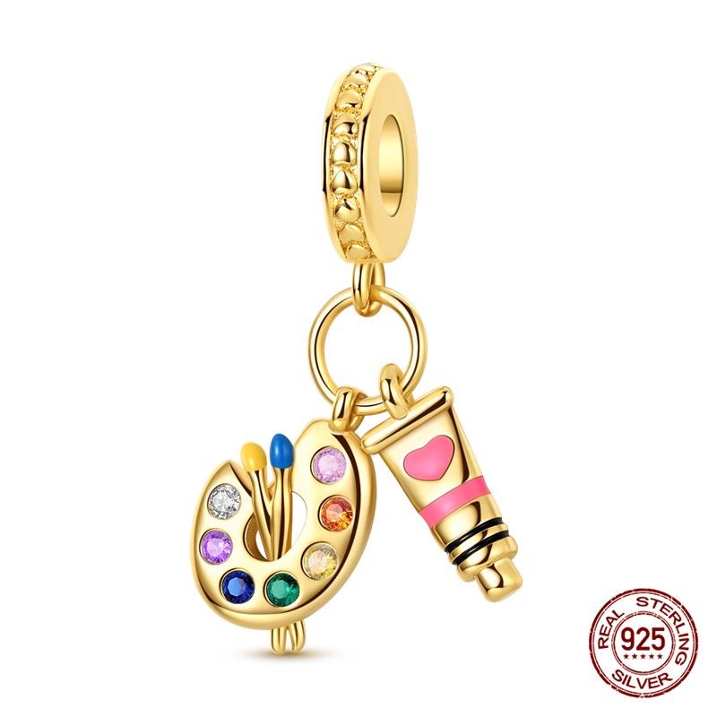 Original Charm Copper Three Colors Of Camellia Perfume Charm Beads Fit 3Mm Original Bracelet For Women Diy Fine Jewelry Gift