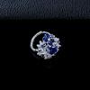 S925 Sterling Silver Sapphire Ring with Diamond Accents
