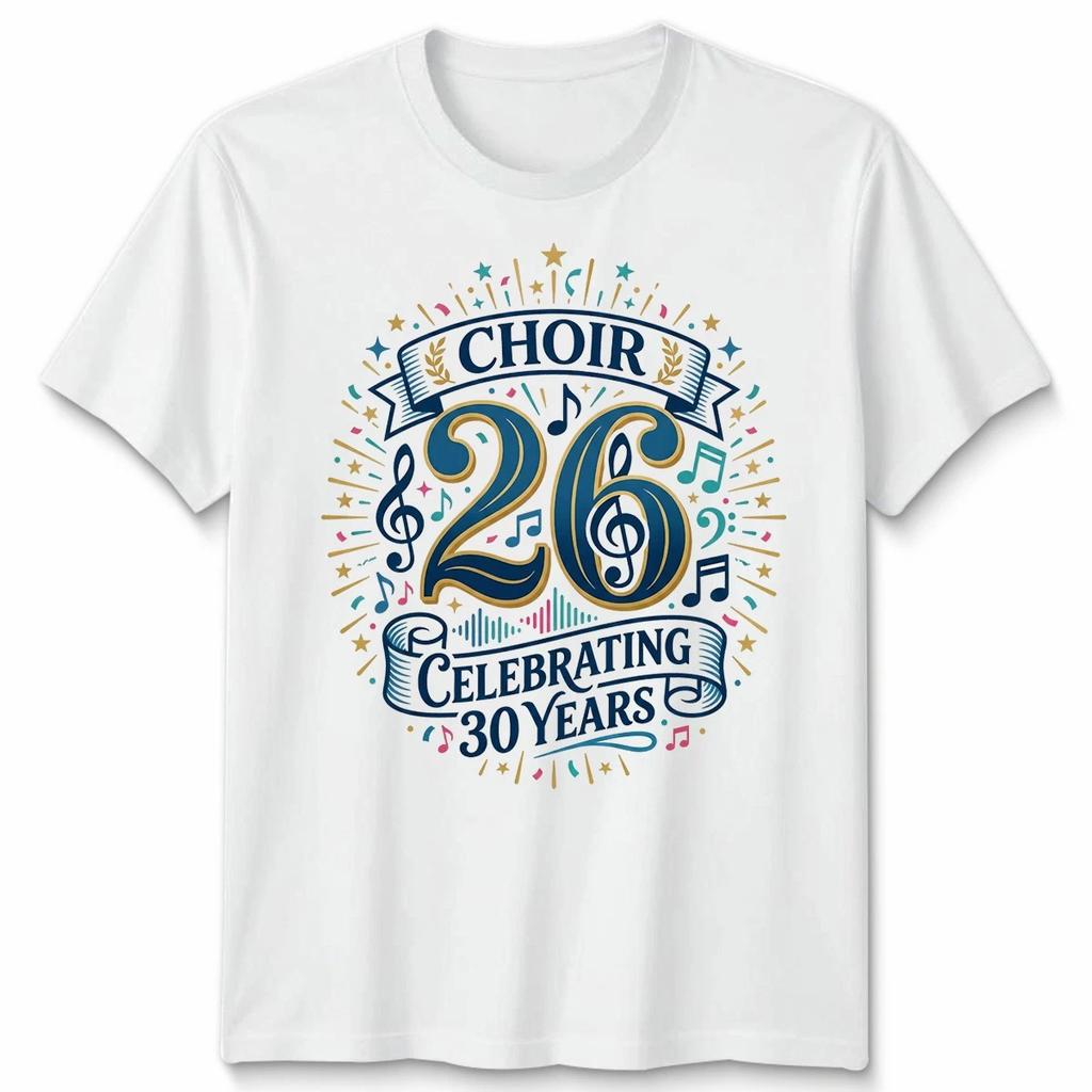 Choir Voices 26 Tshirt Celebrating 30 Years Blue Music Design Unisex Gift