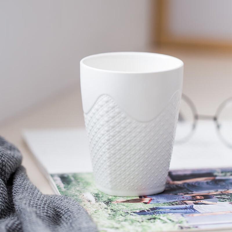 OLOEY Embossed White Ceramic Couple Wash Cup Set