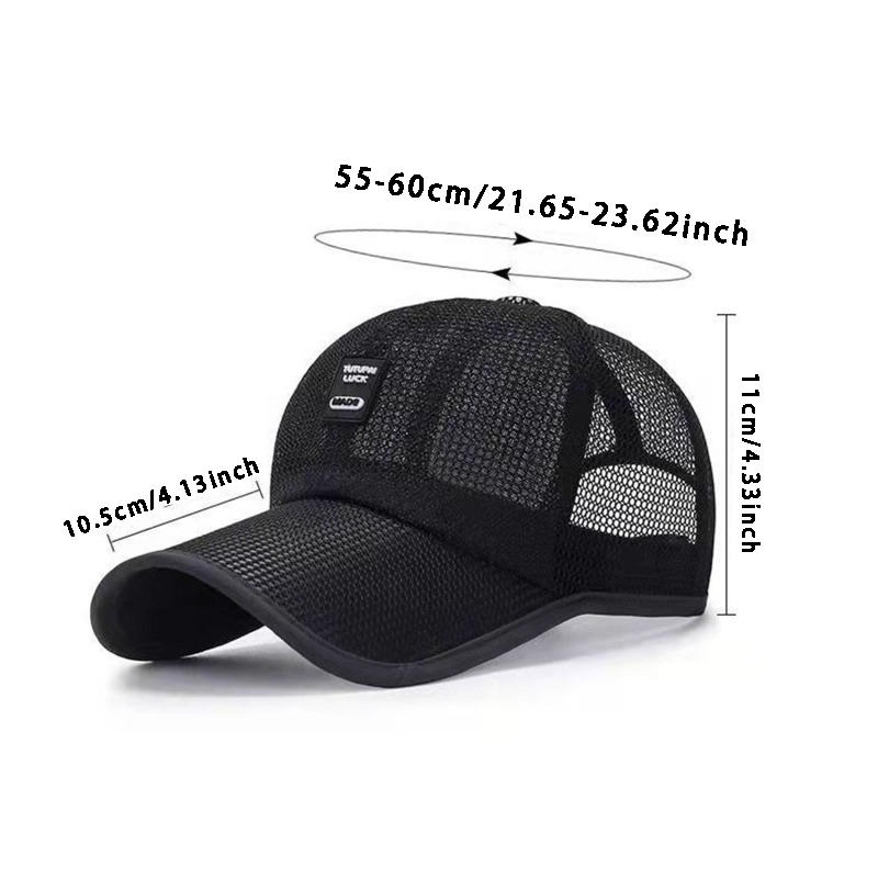 Men's Mesh Baseball Cap Summer Sun Hat Breathable Quick Dry Outdoor Sport Caps with Sweatband for Fishing Golf