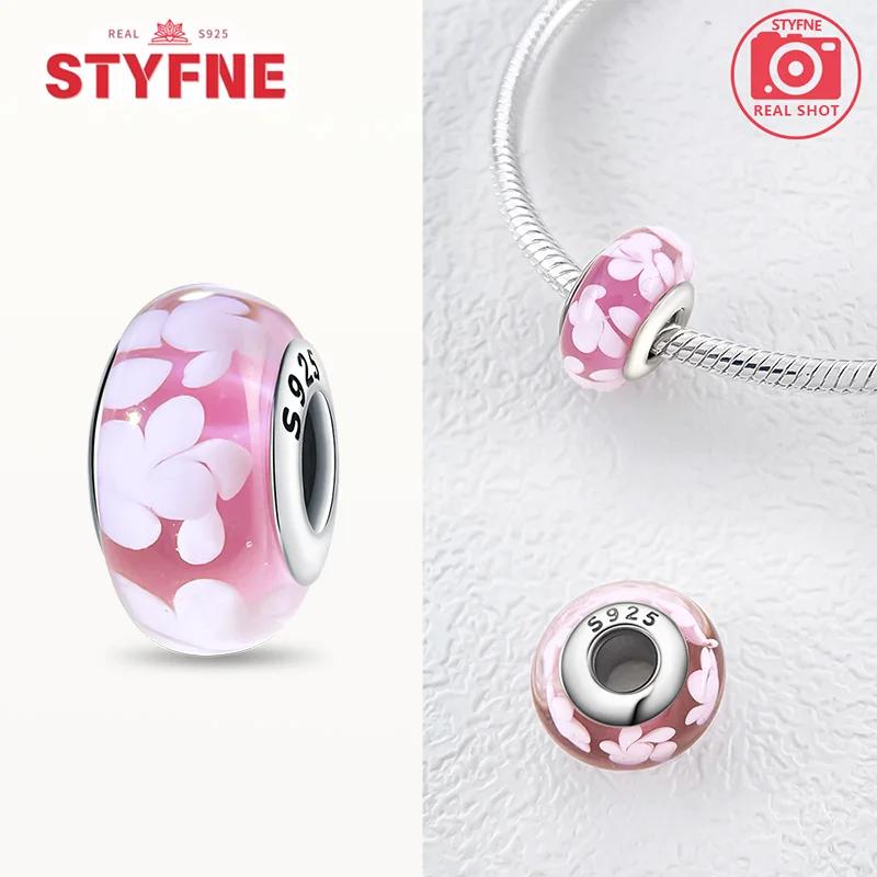 Original Copper Flower Charms Glass Bead Colored Murano Fit Bracelet Diy For Women Fine Jewelry Gifts Making