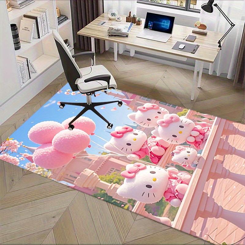 Office Rug Hello Kitty, Balloons Anti-Slip Rug, Machine Washable for Living Room, Bedroom, Office, Multiple Sizes, Bedroom Mat, Decorative Mat, Durabl