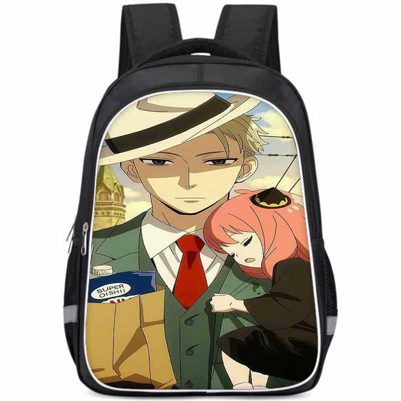 Geräumiger Spy Family Rucksack für Kinder Leichte Oxford-Stoff Schultasche
