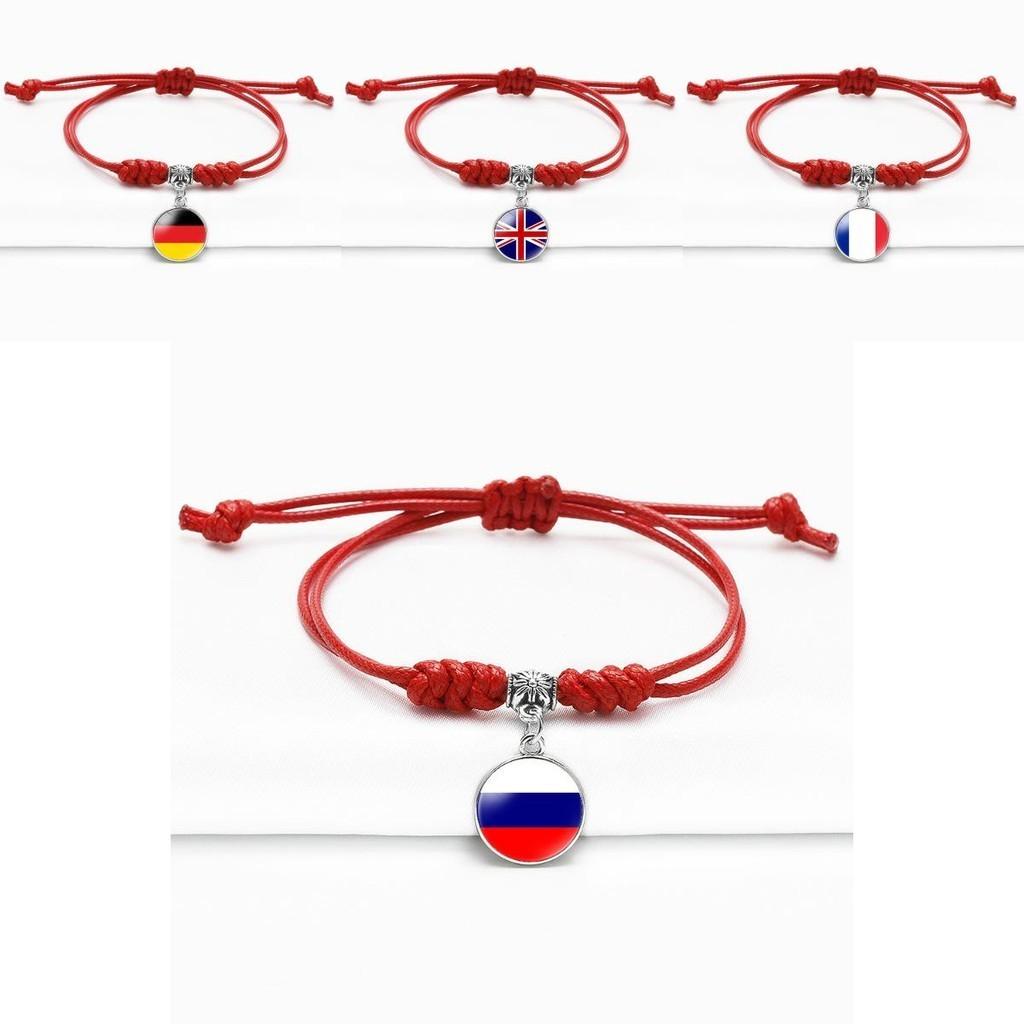 Red Bracelet Trendy With Timeless Gem European Country Flags Unisex Material Mixed