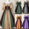 Halloween Women Medieval Fancy Cosplay Costume Stitching Lace Up Maxi Dress
